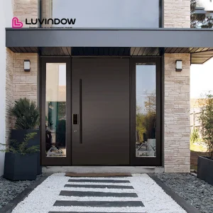 Modern Design Villas Black Profile Aluminum Frame Front Entry Pivoting Doors