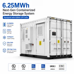 6.25MWh Next-Gen Liquid Cooled Container Energy Storage System with 628Ah LFP Cells for Grid-Scale Solar Projects