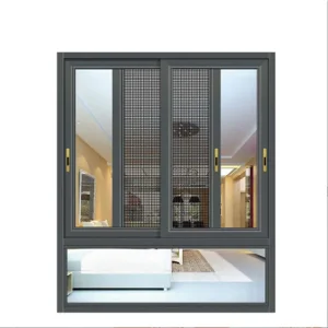 Ventanas deslizantes de aluminio doble acristalamiento PA, nuevo estilo, ventana de aluminio negra de lujo