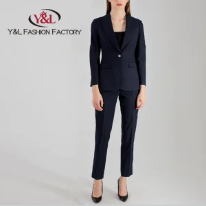 BSCI Certified High Quality Ladies Formal Wear Factory OEM ODM Women's Wool Blend Suit &amp; Blazer Office Lady Style