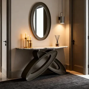 Living Room Home Hotel Modern Luxury Glass Solid Wood Console Table