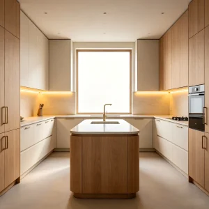 Acabado de melamina ecológica Anbangni en acero inoxidable, mobiliario de cocina con chapa de madera
