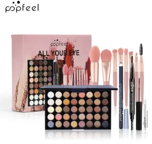 Kit de Maquiagem por Atacado Online para Meninas, Paleta de Sombras e Sobrancelhas com Pigmento Nude, Conjunto de Maquiagem com Pincéis, Máscara, Lápis de Sobrancelha e Delineador