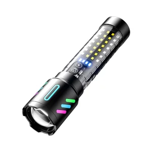 Fluorescent 20W White Laser Torches Rechargeable Aluminium Alloy Black Flashlight