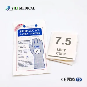 Luvas de látex em pó descartáveis para cirurgia médica