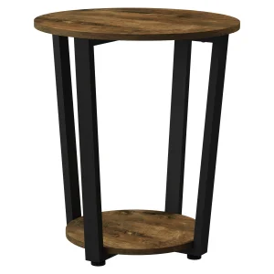 Round Side Table with Metal Frame