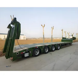 3 Axles Gooseneck Drop Deck Semi Trailer with Extendable Ladder