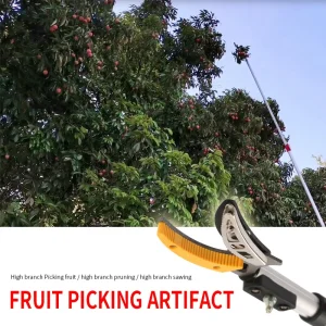 Cortador de ramas telescópico con mango extensible, 3.67-5.45 FT, cortador de ramas de largo alcance, recolector de frutas con cabeza de cuchilla giratoria