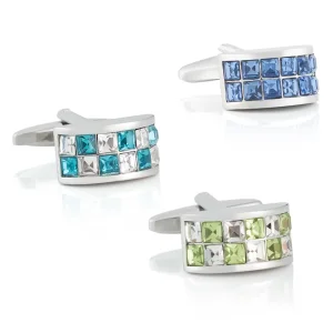 OEM Luxury Low MOQ Brass Material Blue/Green Rhinestone Men Shirt Cuff links Accessories For Wedding CS0047 Manufacturer, Exporters