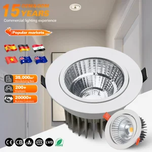 OKELI Modern Indoor Indoor Frame LED Spot Light 3w 7w 12w 18w 24w 30w 50w COB Recessed Adjustable Aluminum Downlight Cob
