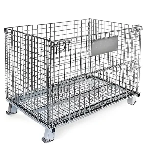 Customizable Metal Storage Rack with Logistics Wheels Light Duty Mild Steel Wire Container ODM & OEM Supplier