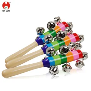Hot Product Wholesale Children Wooden Toys Eco-friendly Kids Toys Wooden Musical Toys Ringing Bell Fine Motor Skills Development Wooden Rattle Toys