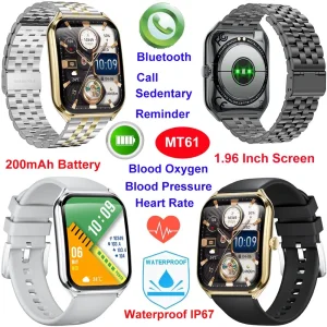Fashion design China factory IP67 waterproof senior intelligent smart bluetooth watch with heart rate blood pressure blood oxygen monitor MT61