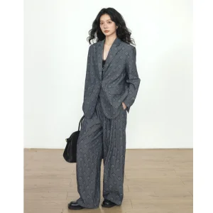 Brand Logo 2 Piece Women Suits Set Blazer Jacket