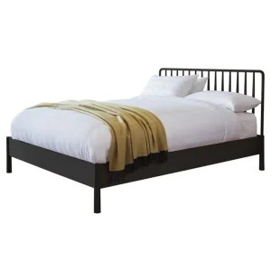 Nueva llegada estilo nórdico moderno contemporáneo cama individual doble rey reina tamaño pintura negra dormitorio fábrica fabricante cabecero de espiga de roble cama de madera