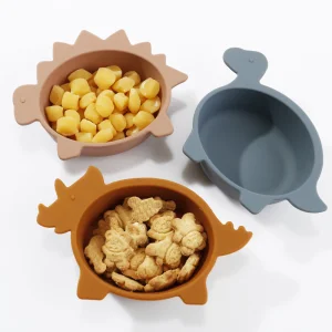 Dino Design Triceratops Food Grade Kids Toddlers Silicone Baby Feeding Plate Dish