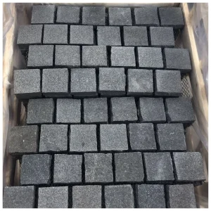 G684 Black Granite Flamed Paver Cobblestone