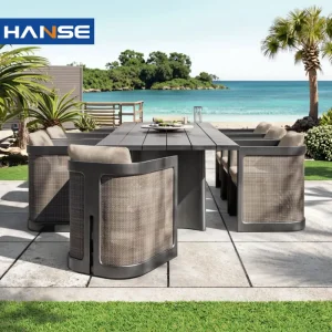 Garden Furniture Outdoor Dining Table and Chairs Table and Chair Set Patio Aluminum Frame Wooden Hotel High-End Cafe Restaurant