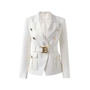 Woven Pants Suits Red Luxury Formal Blazer