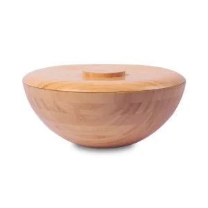 Large Modern Eco-Friendly Bamboo Salad Bowl with Lid for Wedding Holiday Parties BBQs Soup Fruit Handcrafted Serving Bowl