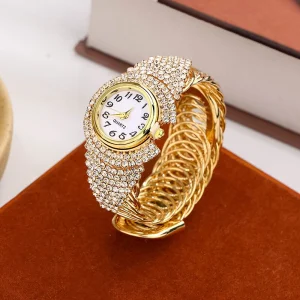 Women Diamond Gold Bangle Watch