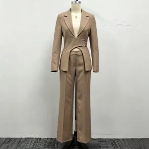Women Suit Set 2 Piece Asymmetric Blazer