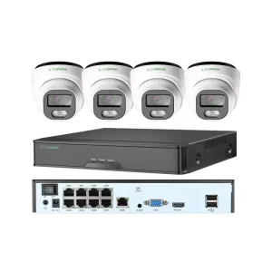 Gx-Hfx-M8s-K4 IP66 Waterproof Outdoor Turret Dome IP Camera Sets Dual Light Full Color Night Vision One-Way Audio P2p Poe Surveillance System