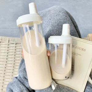 BPA-Free 500ml and 850ml Reusable Coffee Tumblers as Plastic Boba Bubble Milk Tea Bottle Cup with Straw