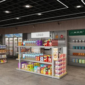 Heavy-Duty 4-Way Metal Shelving Units for Retail Spaces