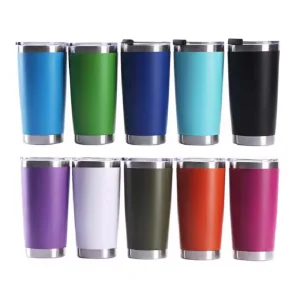 Custom 20oz Vacuum Insulated Water Bottle Double Wall Wine Glass Stainless Steel Thermal 20 Oz Insulated Coffee Beer Travel Tumbler for Auto,Insurance,Bank Gift