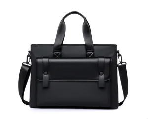 Premium Black Business Laptop Tote Bag Water Resistant Zipper Closure Briefcase with Shoulder Strap for Men
