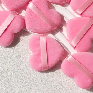 Fluffy Velour Cotton Loose Powder Puff Set Heart Shape Velvet