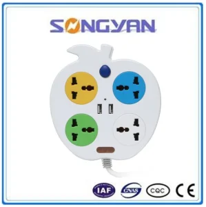 Multi 4 Outlets Power Strip with USB Apple Design