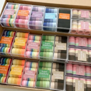 32pcs/box Wholesale Multi-color High Stretch Towel Rope Hair Tie Super Elasticity Hair Band Cute Nylon Ponytail Holder Hair Tie