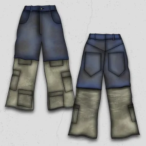 OEM Custom Utility Pocket Color Block Twill Cotton Wide Leg Baggy Vintage Wash Cargo Convertible Pants Men