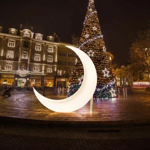 Solar Powered LED Crescent Moon Night Light Equatorial Guinea Park Decor