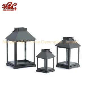 Black Home Decorative Metal Candle Lantern Indoor