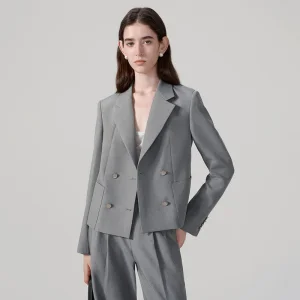 OEM Custom Logo Embroidered Women's Business Casual Blazer with Side Vents and Functional Buttons Blazer