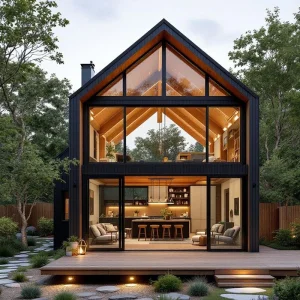 Modern Design Two Story Modular Barn House Luxury Vacation Triangle Roof A Frame Prefab House Structure House