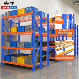 Industrial Carton Flow Rack with Durable Roller Rails for Efficient FIFO Inventory Management in Warehouse