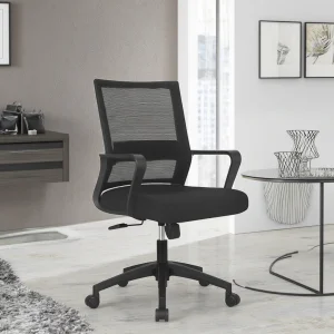 Vantervi Modern Comfortable Swivel Mid Mesh Back Fabric Seat Adjustable Height Task Computer Ergonomic Office Chair Lumbar