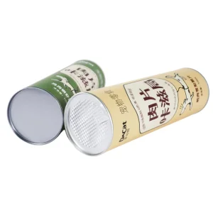 Frasco de Papel Cosmético em Tubo Impresso, Tubo de Papel Kraft para Leite em Pó, Tubo de Presente para Vinho Tinto, Embalagem de Tubo Redondo, Caixa de Embalagem para Carne Desfiada, Espeto de Churrasco, Caixa de Presente para Vela