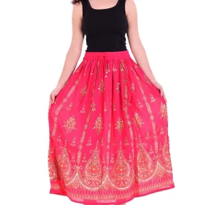 Women's Rayon Maxi Bollywood Skirts Sequins Skirt Boho Belly Dance Hippie Gypsy Rayon Long Sequin Skirt