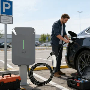 Compact 7kw EV Charger with RFID &amp; Bluetooth for Apartment Buildings