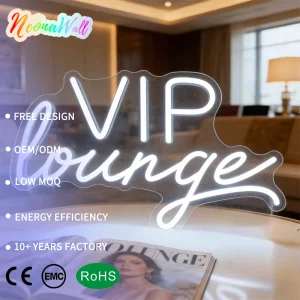 VIP Lounge Neon Sign White Minimalist LED