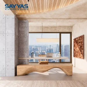 Soundproof Acoustic Fixed Aluminum Window for Luxury Home Office Hotel Bathroom Bedroom-Modern Design Sayyas Windows N110slim