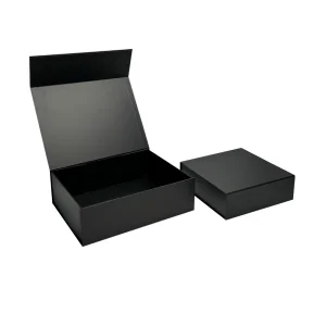 Custom Logo Wholesale Luxury Folding Magnet Clothing Paper Gift Box Packaging With Ribbon Black Magnetic Gift Box
