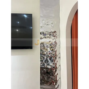 C85 Modern Water Ripple Corrugated Stainless Steel Plate Wall Panel for Lobby Facade Decoration
