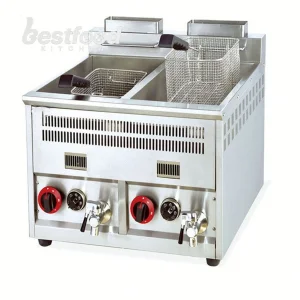 2026 Hot Sale OULI QZL-82B Commercial Gas Stainless Steel Deep Fryer Machine 8L+8L Double Tank for Home Use
