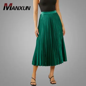 Pleated Satin Skirt